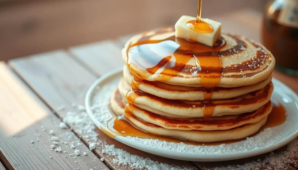 Step-by-step process of making cinnamon swirl pancakes with golden brown swirls and a fluffy texture.