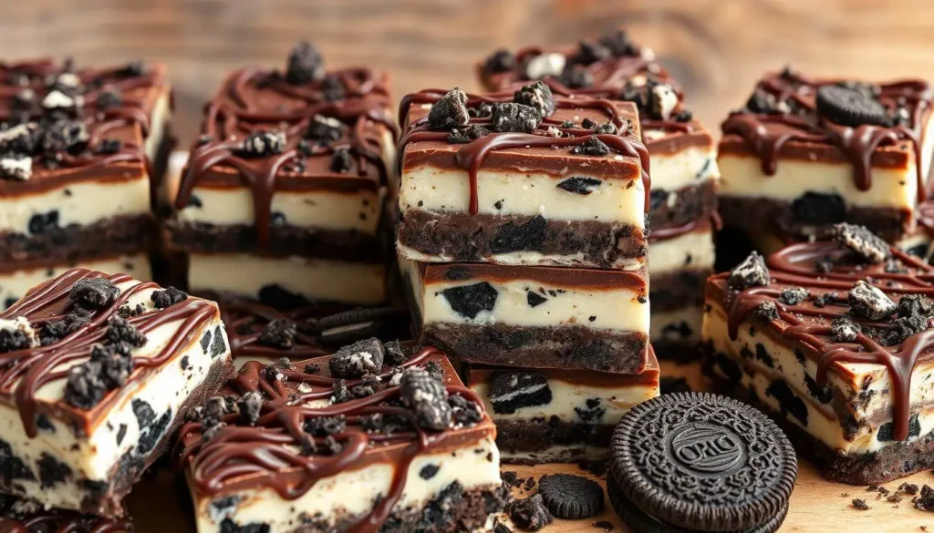 A collection of tools for making Oreo Rice Krispie Treats, including a mixing bowl, spatula, saucepan, and measuring cups.