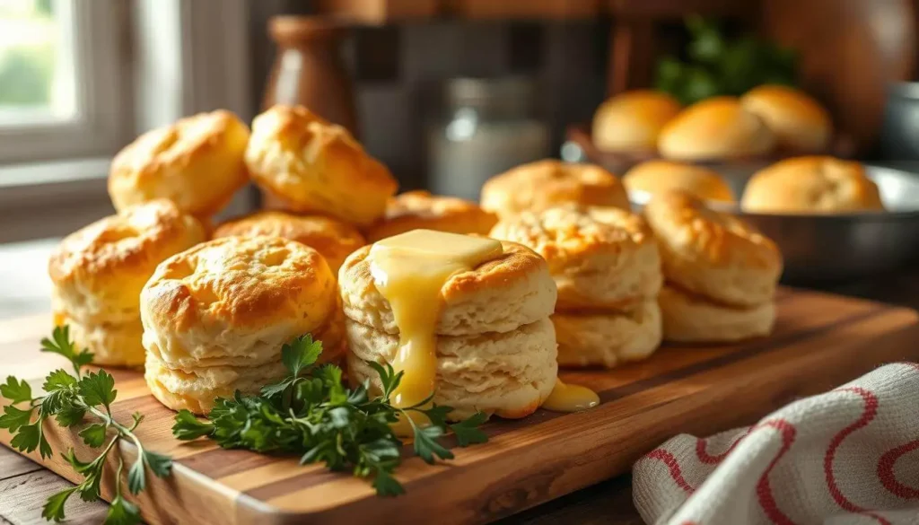 Golden Pillsbury biscuits served in creative styles with toppings like cheese, fruit, and herbs.