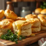 Golden Pillsbury biscuits served in creative styles with toppings like cheese, fruit, and herbs.