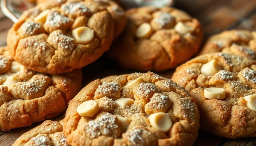 An assortment of ingredients for cheesecake cookies, including cream cheese, butter, sugar, and vanilla, arranged on a kitchen counter.