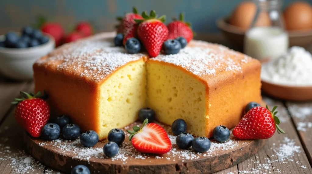 Deliciously Moist Kefir Sheet Cake Topped with Fresh Berries